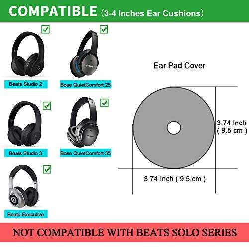 JARMOR Earpads Sweater Cover Protectors with Stretchable Knit Fabric for Beats Studio 3/2 Bose QC35 25 15 Headphones and Other Headsets with 3-4 Inch Ear Cushions [ 2 Pairs ] (Black) 2