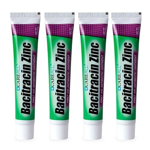 CareAll Bacitracin Antibiotic Zinc Ointment 1oz (4 Pack). First Aid Ointment to Prevent and Heal Infections for Minor cuts, Scrapes and Burns. 1