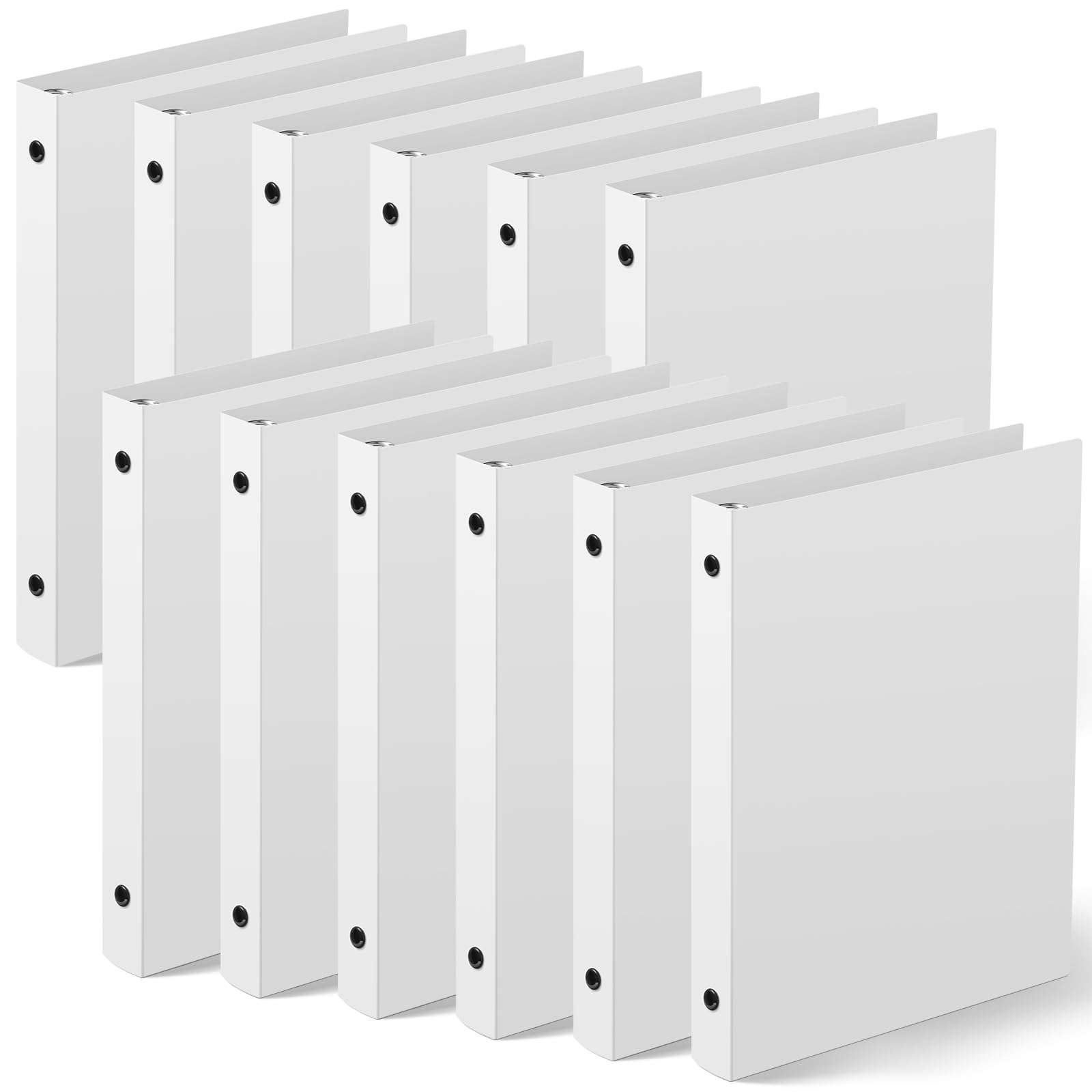 Henoyso 12 Pcs Plastic Mini 3 Ring Binder, Fits 5.5" x 8.5" Paper, Three Round Rings Flexible Mini Binders for School, Office Use, Recipe Binder, Photo Album Pages(1 Inch,White) 1