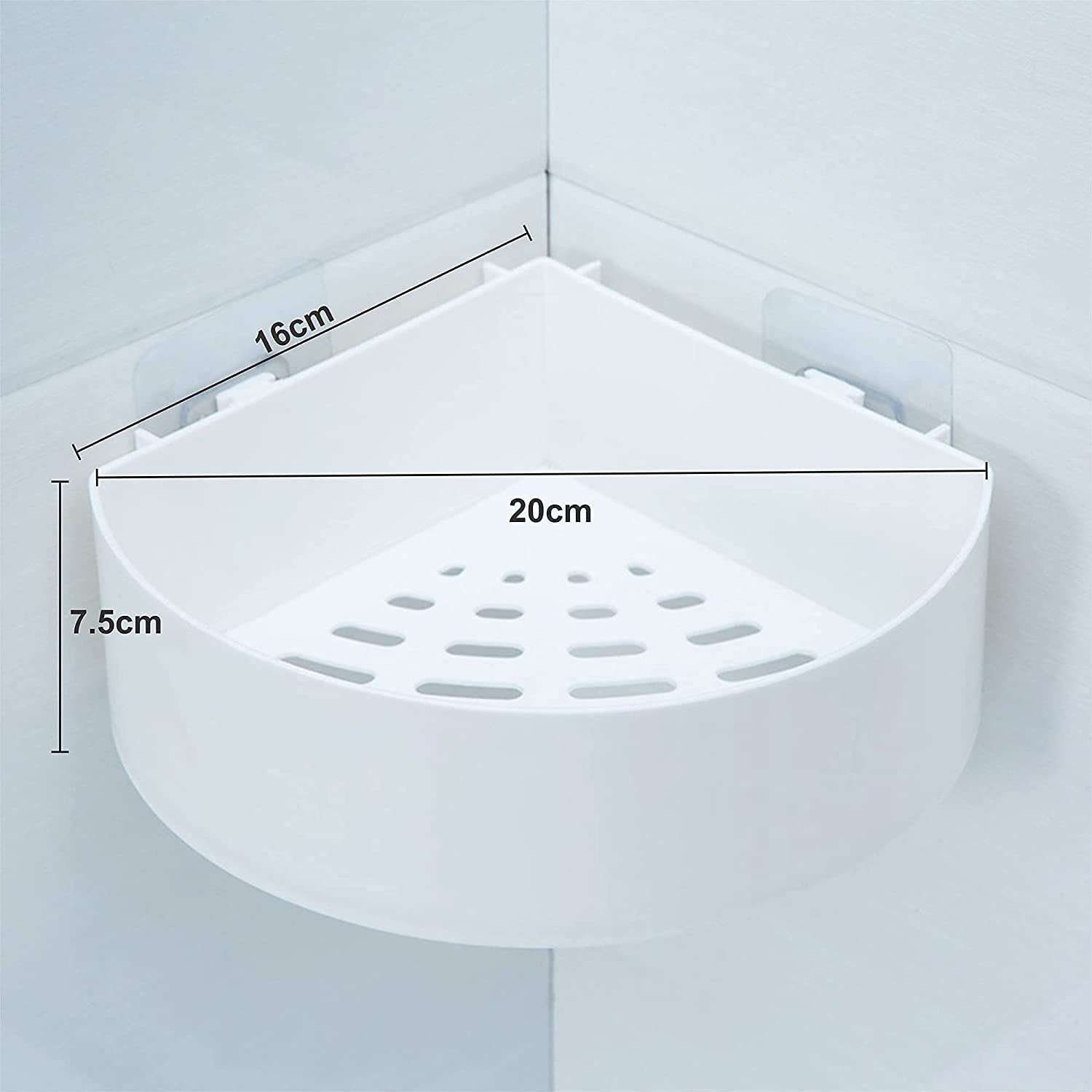 Sarth Shopobox Plastic (2 Pc with 2 Soap Cases) Round Corner Kitchen Bathroom Shelf Self-Adhesive Sticker Hooks Multipurpose Wall Holder Bathroom Storage Rack Box Strong Shower Rack Shelf - White 3