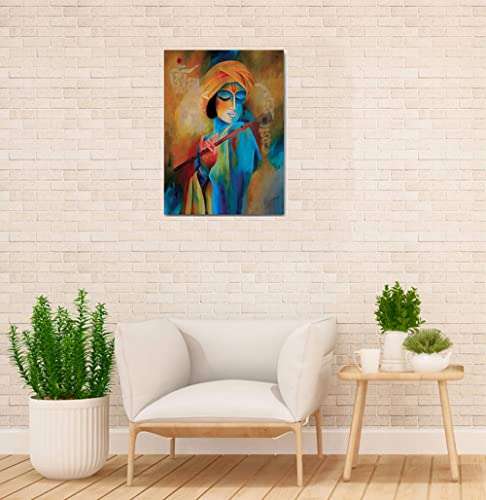 Namaste Home - Canvas Painting - Krishna Mohan - Indian God Religious - Modern Art Canvas Painting for Home and Office Decoration Wall Painting Without Frame (Fabric, Size 17X21 Inches,Multicolor)