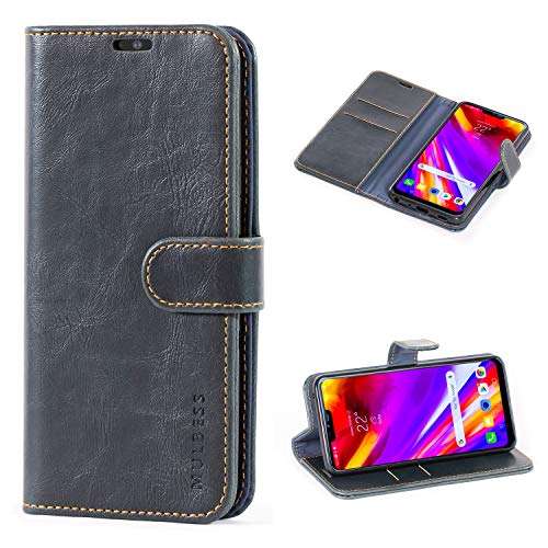Mulbess Vintage LG G7 ThinQ Case Wallet, Flip Leather Phone Case with Card Holder for LG G7 ThinQ Cover, Navy Blue 1