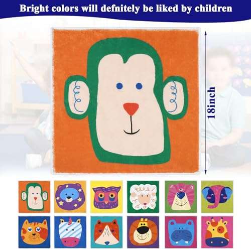 HiiARug 12pcs Carpet Squares for Classroom 18x18 Carpet Spots for Classroom Sitting Floor Seats for Kids Sit Spots for Classroom Kindergarten Playroom Decor Preschool Floor Dots for Classroom 5