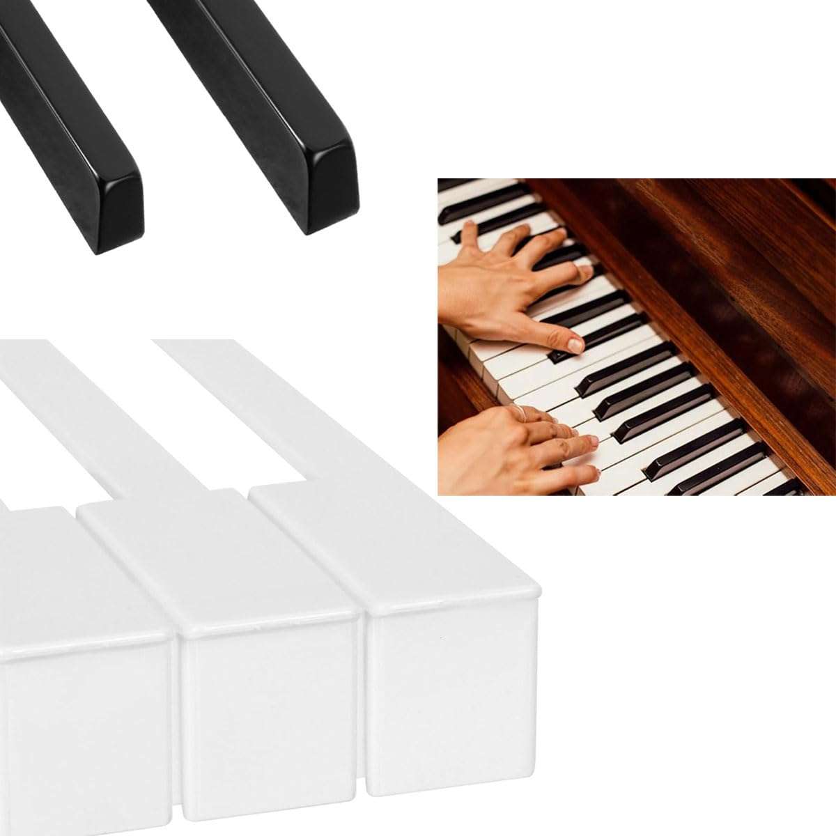 TUOREN Piano Keytops Replacement 88 Key Piano Keys Top Plastic Piano Keys Complete Set Black and White Piano Key Repair Kit 5
