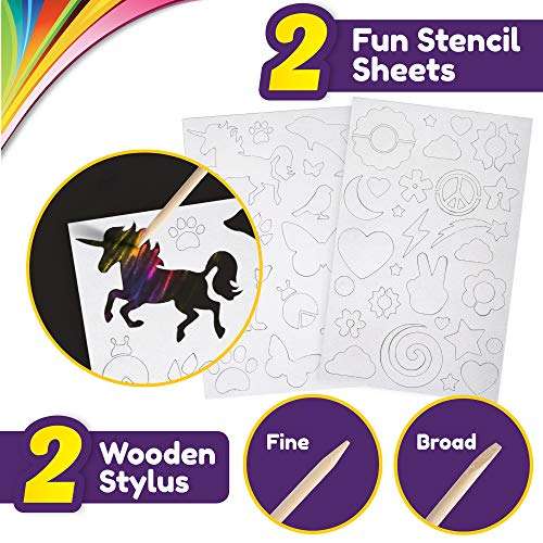Creative Kids Scratch Paper Arts and Crafts Kit for Kids Gifts Ages 6-12 - Scratchboard Stylus Frames - Rainbow Unicorn Home Activity for Boys & Girls Birthday Gift for Children Ages 6+ 3