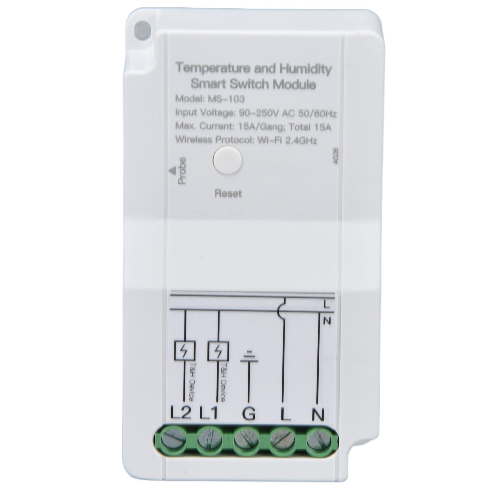 WiFi Smart Temperature Humidity Switch Module with Dual Relay Output, Temperature Probe, 90 250V Compatibility for TUYA Smart App, Cordless Remote Monitoring Control 4