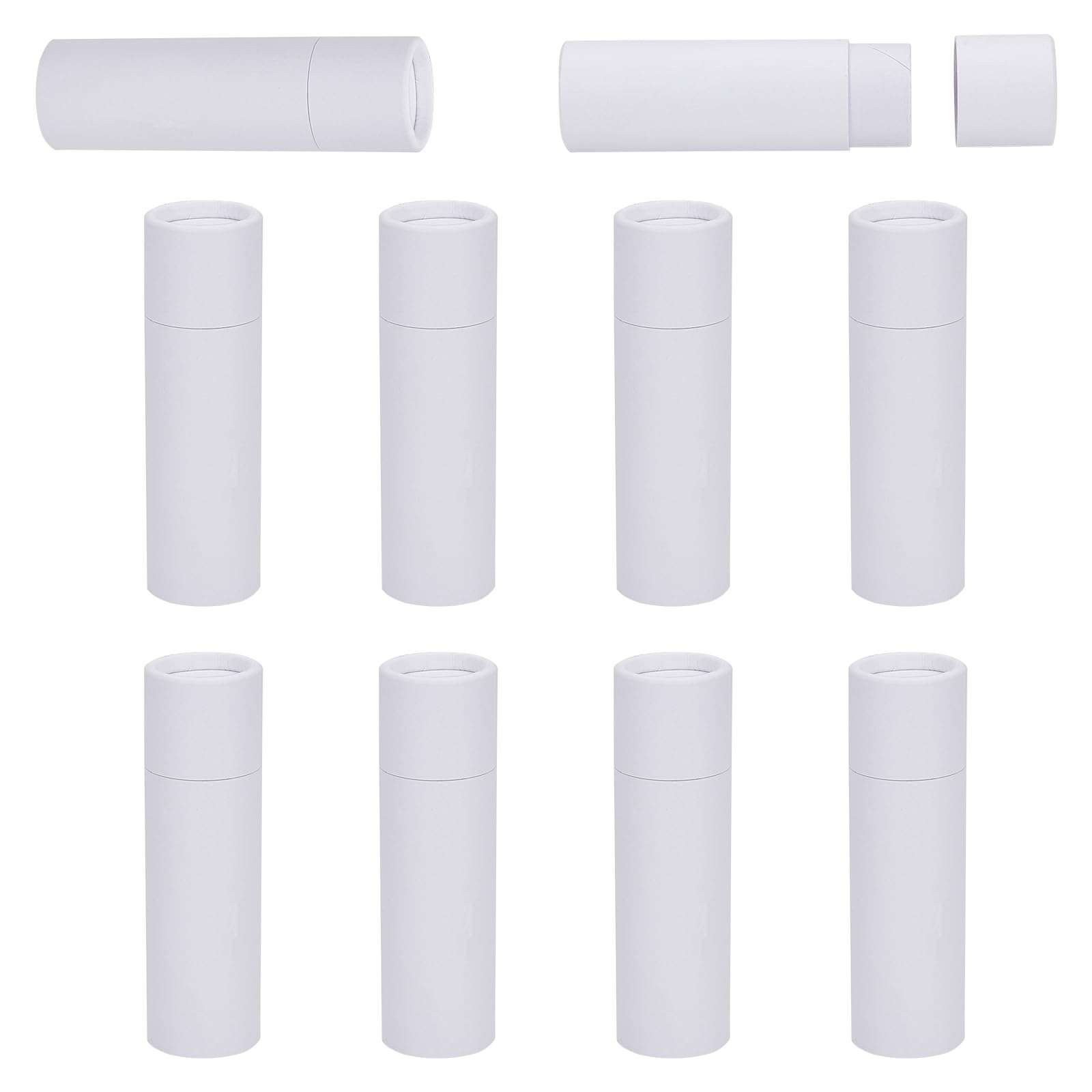 NICENEEDED 10 Pcs Paperboard Lip Balm Tubes, 0.6 Oz Kraft Paper Lipstick Tube, Cardboard Empty Deodorant Container Solid Perfume Tube Cosmetic Box for DIY Chapstick Deodorant Crayon 1