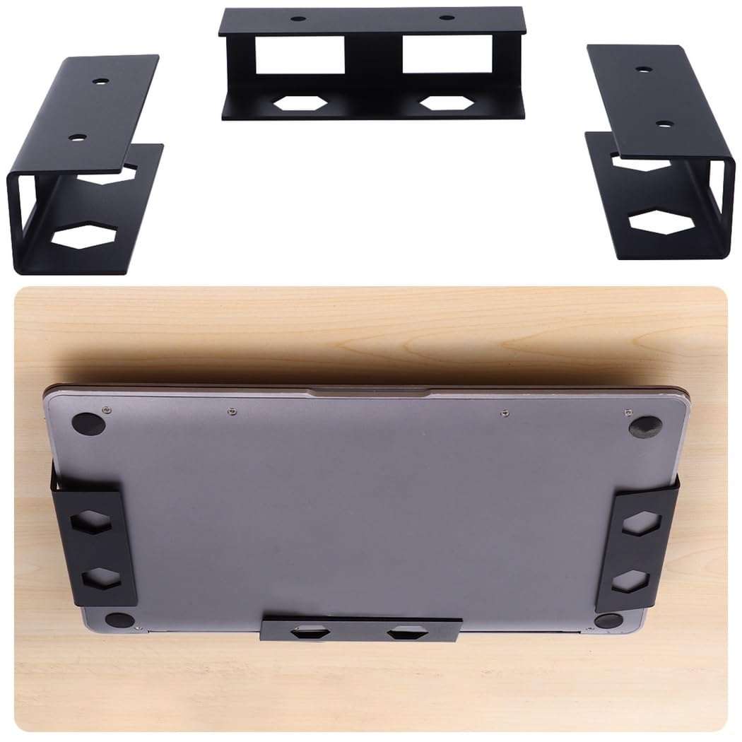 Metal Under Desk Laptop Storage Holder, Adjustable Laptop Shelf, Ideal for Office Organization, Supports Keyboards and Modems 1