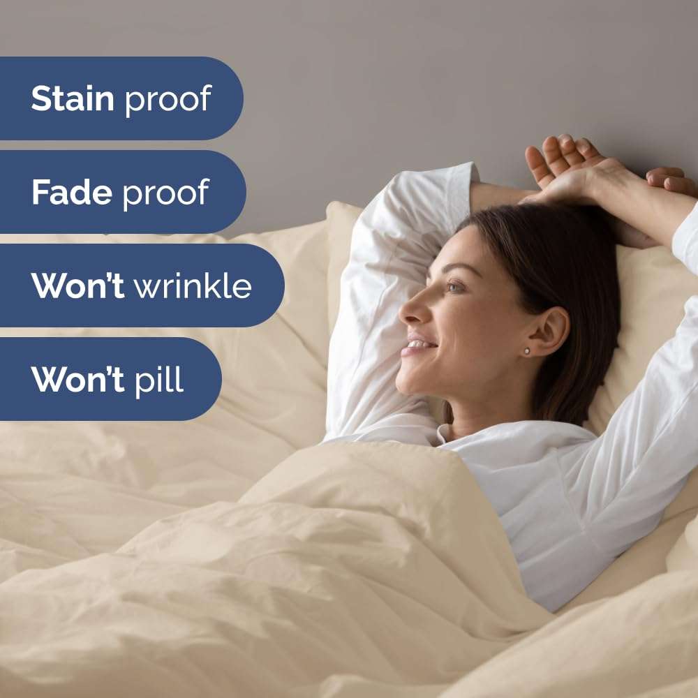 Twin XL Size Flat Bed Sheet + Duvet Cover Bundle - Hotel Luxury Single Flat Bottom Sheet Only - Fits Mattresses with Deep Pockets between 8 to 16 inches - Ultra Soft, Breathable & Wrinkle Free - Wheat 6