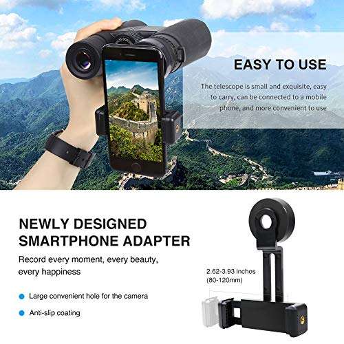 12x42 Binoculars for Adults, BAK4 Prism FMC Lens Large Eyepieces, HD Professional Binoculars for Bird Watching, Hunting, Hiking, Travel Sightseeing, Concerts, Sports with Smart Phone Adapter 6