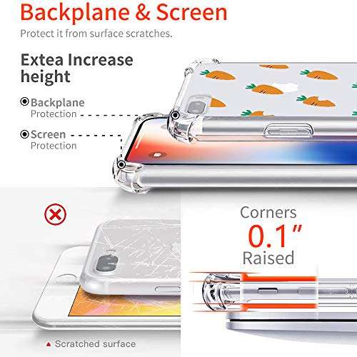 Idocolors Clear iPhone XR Case, 6.1”Soft Soft Flexible Silicone Shockproof Back Four Corner Protective Cover,Cute Personalized Summer Carrot Girly&Boys Cases for iPhone XR 3