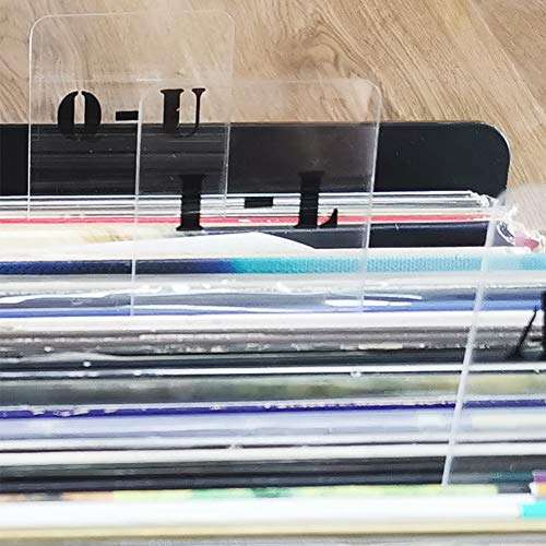 Pearlead 6Pcs Professional Acrylic Vinyl Record Category Label Cards LP Record Divider Cards with Black A-Z Alphabet Lettering (LP Classification Card,Vertical Version) 2