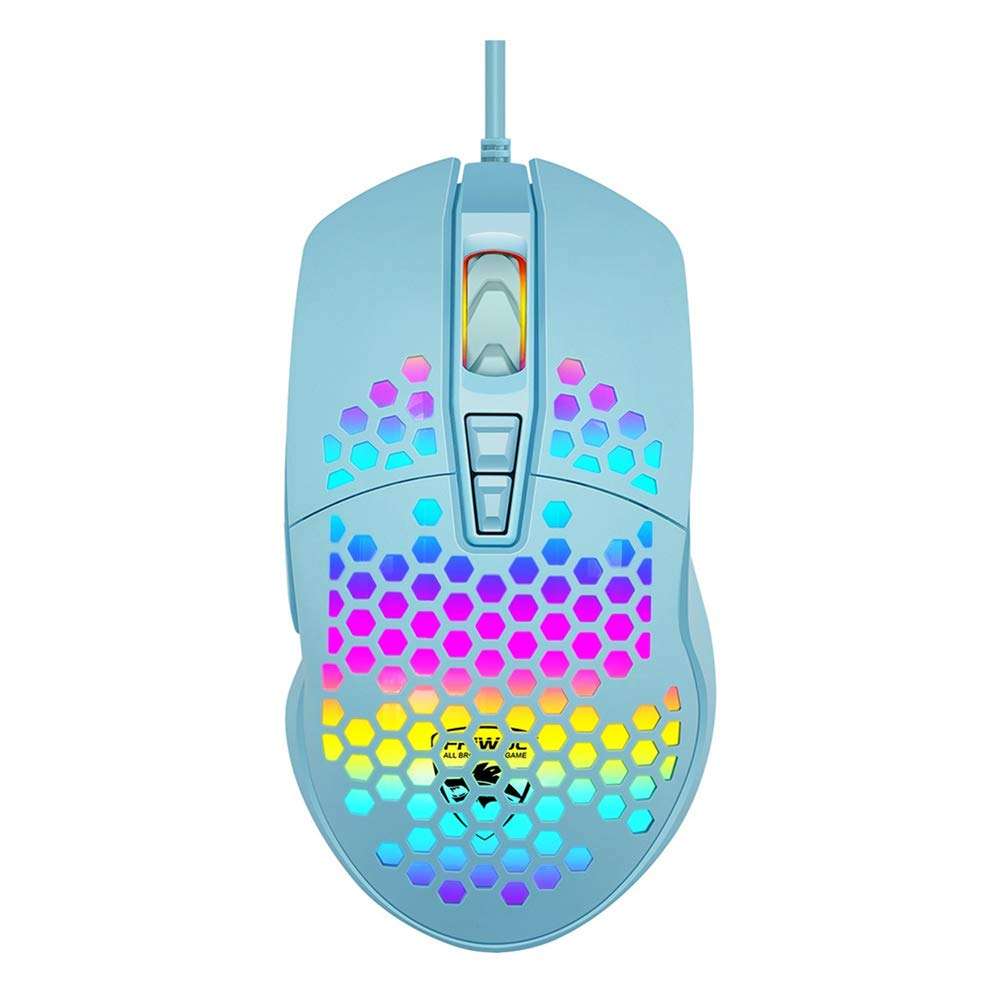 Computer Mouse, V9 Ergonomic 4000DPI USB Wired Hollow-Out RGB Light Gaming Mouse Mice for PC - Mint Green 1
