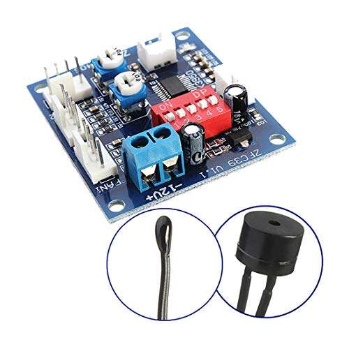 HiLetgo DC 12V 5A PWM PC CPU Fan Temperature Control Speed Controller Board Speed Controller Temperature Probe Buzzle 2