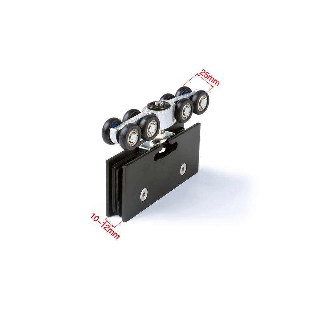 Black Glass coap Sliding Door Hardware Aluminum Track Suit for 10-12 Thickness Tempered Glass 5