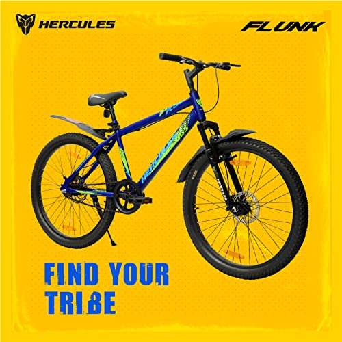 Hercules Flunk Ht 26T Single Speed 17 In Road Cycle For Unisex-Adult ( Matt Victor Blue , 12+ Years , Brake : Disc ), Front, ?17 Inches 4