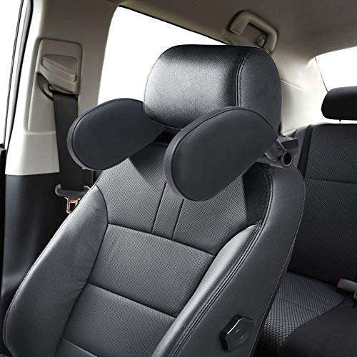 Dravizon Car Seat Headrest Pillow, Head Neck Support Detachable, Premium Seat Head Pillow,180 Degree Adjustable Both Sides Travel Sleeping Cushion for Kids Adults (Black) 4