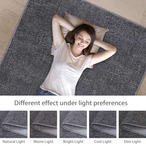 ROYHOME Runner Rug Modern Solid Textured Hallway Runner Rug Entryway Rug, Washable Stain Resistant Non-Slip Contemporary Bedroom Rug Runner Carpet for Laundry Kitchen, Light Grey, 2' x 6' 5