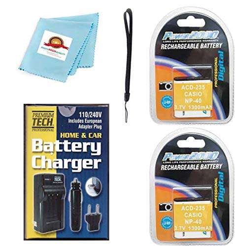 PHOTO HIGH QUALITY PhotoHighQuality Two LB060 Batteries + Charger + Cloth + Strap Kit Compatible for Kodak PIXPRO AZ522, AZ521, AZ501, AZ421, AZ361, AZ362,
