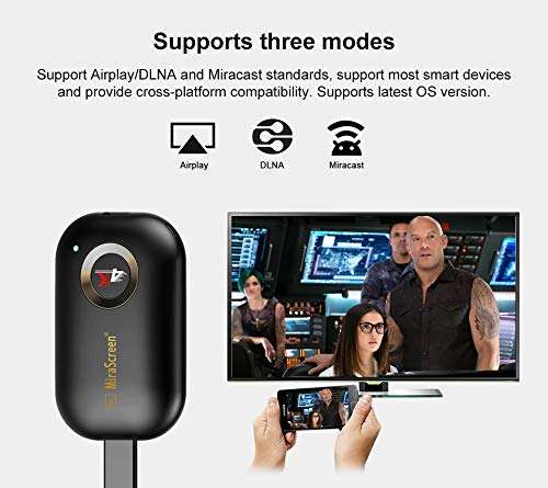 Tobo 4K WIFI Display Dongle, 2.4G/2.5G 4K Wireless HDMI Display Adapter Receiver for TV, Projector, Monitor, HDMI Devices, Support Miracast DLAN Airplay, Compatible with iOS/Android/Mac/Windows{TD-854WA02} 3