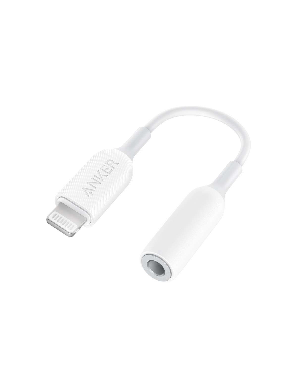 Anker 3.5mm Audio Adapter with Lightning Connector, MFi Certified Lightning to Female 3.5mm Dongle, Supports Volume Control and Mic for Headphones, Earphones, Earbuds, and More. 1