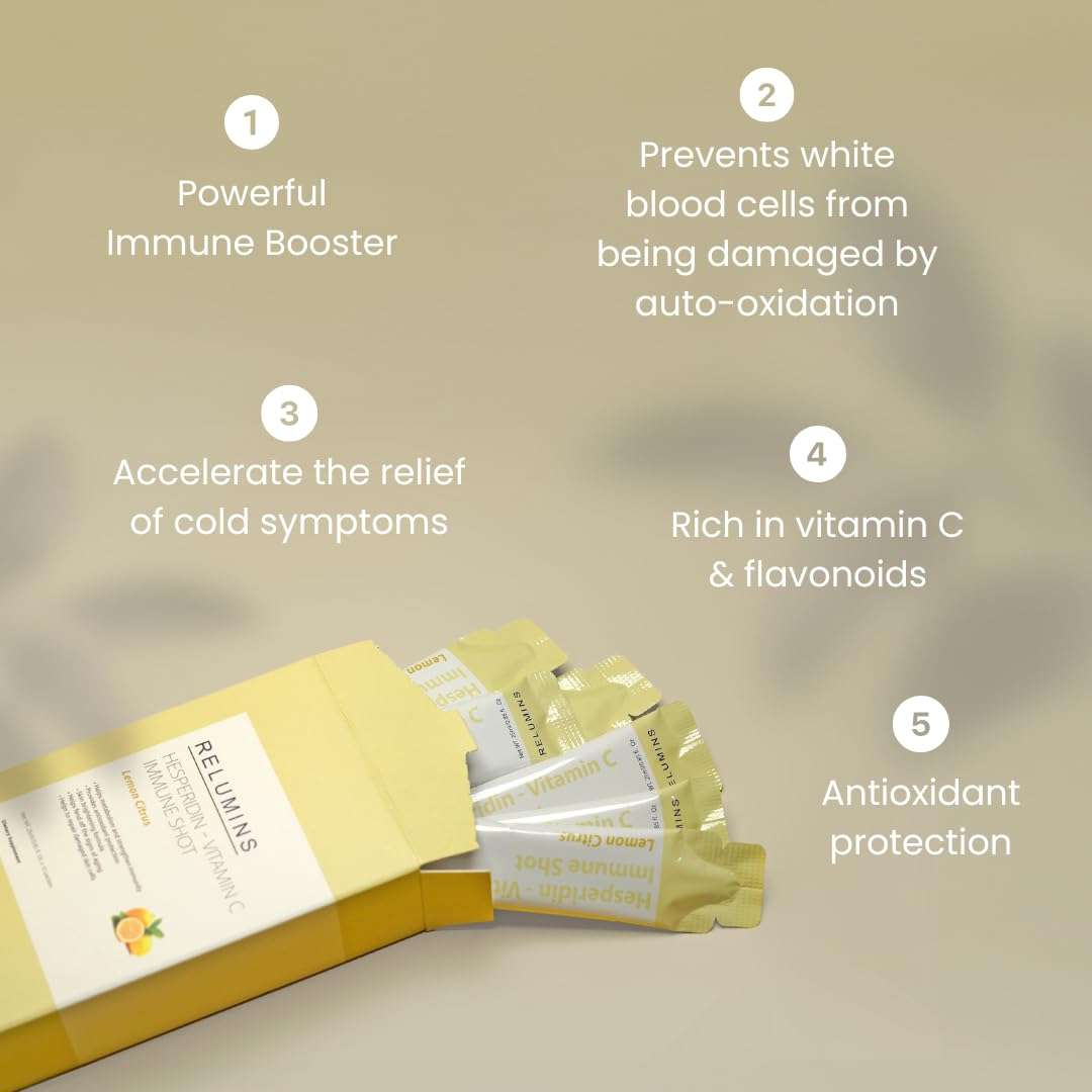 Relumins Vitamin C Shots, Hesperidin Lemon Citrus Vitamin C Packets with Bioflavonoids for Immune Boost & Antioxidant Protection – Daily Immunity Support, 10 Packets (25ml Each) 4