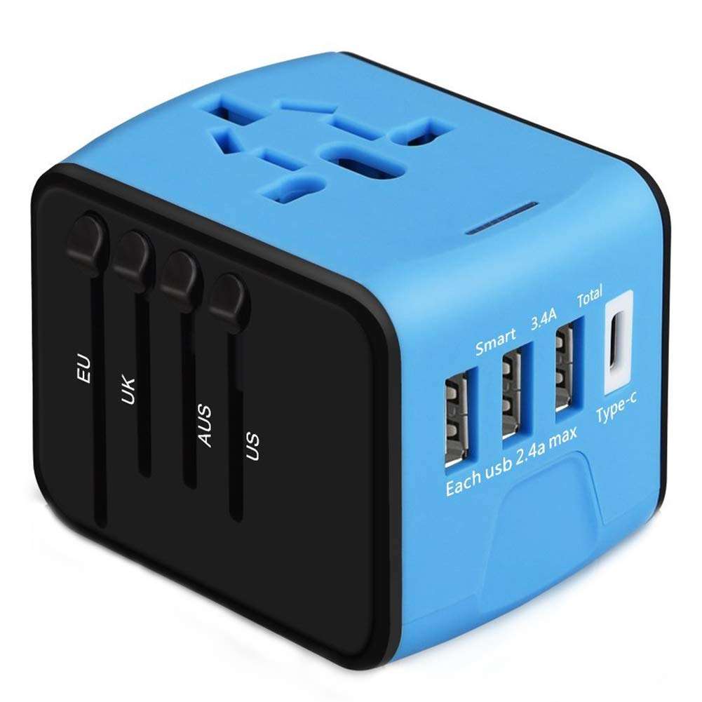 Universal Travel Adapter, Fast 2.4A 4 USB Worldwide International Power Adapter Mini Portable Travel Charger with 4 Charging Ports for US UK EU AUS 160 Countries 1