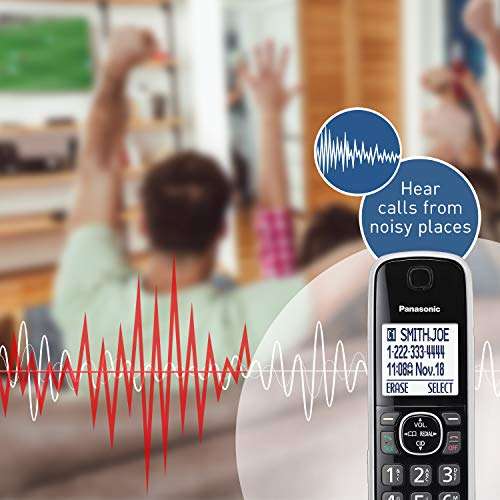 Panasonic Link2Cell Bluetooth Cordless Phone System with HD Audio, Voice Assistant, Smart Call Block and Answering Machine, Expandable Cordless System - 5 Handsets - KX-TGF675S (Black/Silver Trim) 6