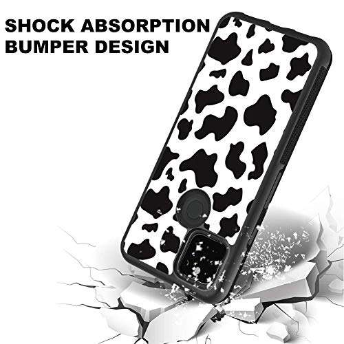 KANGHAR Google Pixel 5 Tire Cow Black White Slim Anti-Scratch Shockproof Skid Outline Durable PC Layer TPU Bumper Anti-Dropping Full Body Protection Cover -6 Inch 4