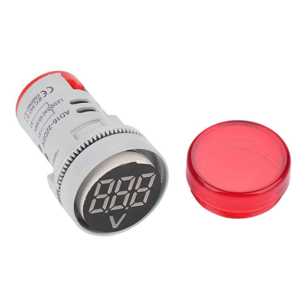 Round LED Light Lamp AC Digital Display Voltmeter Indicator Meter Gauge Tester Volt Monitor Light Panel ST16V(red) 4