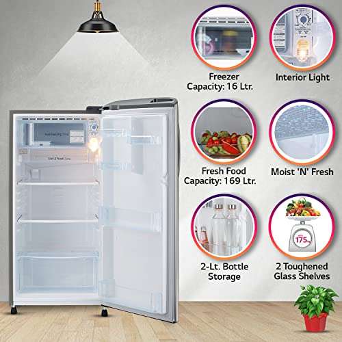 LG 185 L 3 Star Direct-Cool Single Door Refrigerator (GL-B201APZD, Shiny Steel, Fast Ice Making, Gross Volume- 190 L) 2