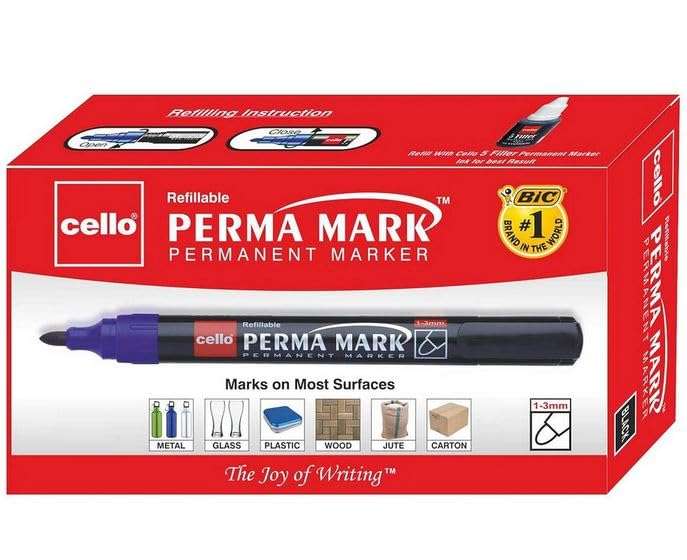 Cello Perma Mark Permanent (Blue) Marker (count of 10)(pack of 10) 3