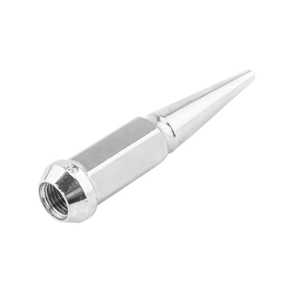 MOTORHOT 32Pcs Wheel Spike Lug Nut with 1 Socket Key 14x2 Chrome Tall Closed End Nuts Compatible with 1999-2004 Ford F-250 Ford F-350 Super Duty 6