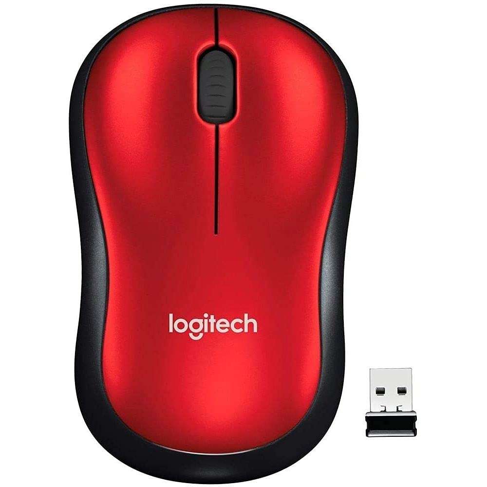 Logitech M185 Wireless Mouse, 2.4GHz with USB Mini Receiver, 12-Month Battery Life, 1000 DPI Optical Tracking, Ambidextrous, Compatible with PC, Mac, Laptop - Red 3