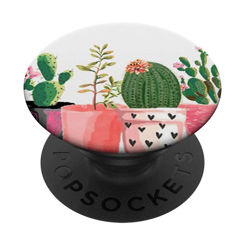 Cute Cactus Flower Watercolor Plants Design Succulent PopSockets PopGrip: Swappable Grip for Phones & Tablets PopSockets Standard PopGrip