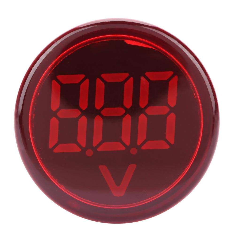 Round LED Light Lamp AC Digital Display Voltmeter Indicator Meter Gauge Tester Volt Monitor Light Panel ST16V(red) 5
