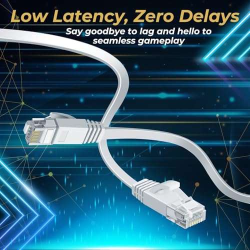 TNP Cat 6 Ethernet Cable Flat 1.5 Foot Network Cable Internet Slim Thin and Small Flat RJ45 Cable Cat 6 Connectors Flat Wire LAN Short Ethernet Crossover Cable Patch Connector Cord (1.5 Feet, Black) 2