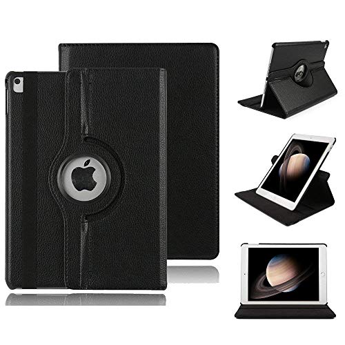 TGK Rotating Cover for iPad Pro 12.9 Inch 2017/2015 Release [1st & 2nd Gen] Model : A1670/A1671/A1584/A1652 - Black 360 Degree Auto Sleep/Wake Leather Smart Case