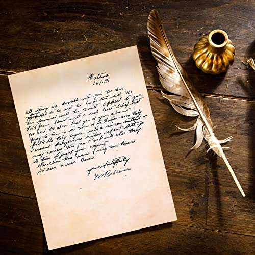 100 Sheets of Parchment Paper for Writing printing, Old Looking Vintage Design Stationery Vintage Letter Writing Paper for Invitation, Letter, Resume, Art, Double Sided 6