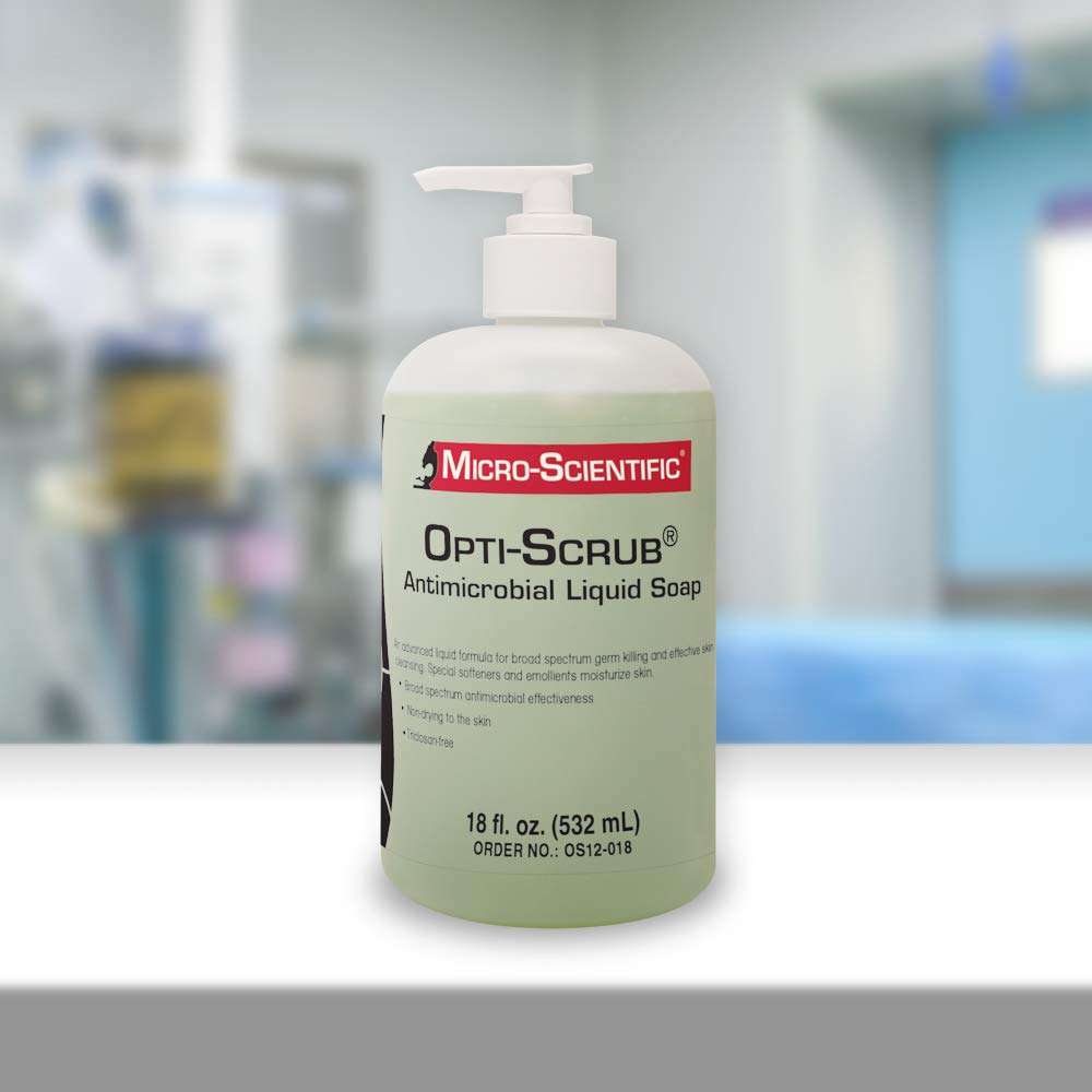 Micro-Scientific Antimicrobial Opti-Scrub Liquid Skin Cleanser for Hands, Body, Skin, Scalp - Broad Spectrum, Contains Moisturizers & Skin Protectants - 18oz Pump Bottles (2 PACK)… 3