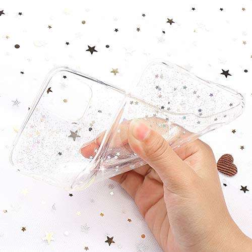 for iPhone 11 Case LAPOPNUT Super Cute Bling Glitter Star Crystal Clear Case Ultra Slim Case Chic Flexible TPU Gel Luxury Cover with Sequins Back Bumper for iPhone 11, Clear 2