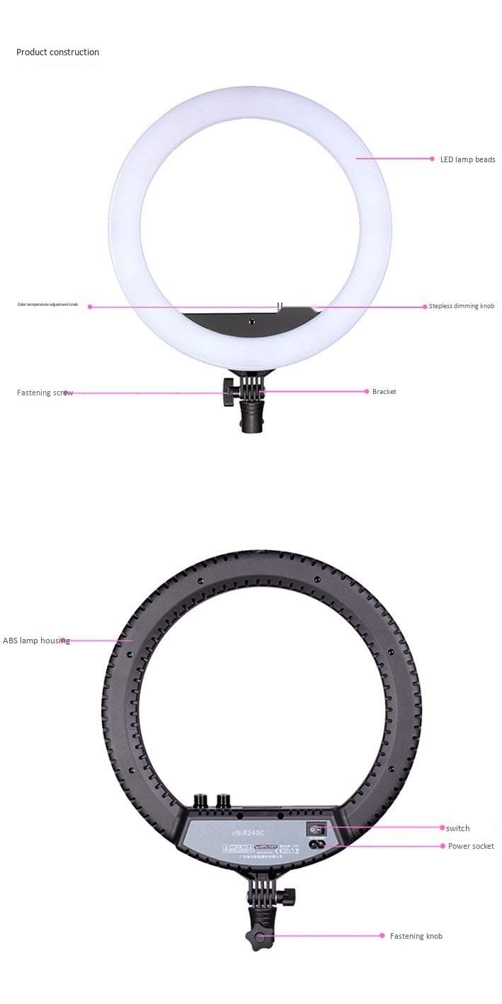 13.5" LED Ring Light with Tripod Stand and Phone Holder for Selfie,Live Streaming & YouTube Video, Dimmable Desk Makeup Ring Light for Photography, Shooting with 3 Light Modes and 10 Brightness Level 5