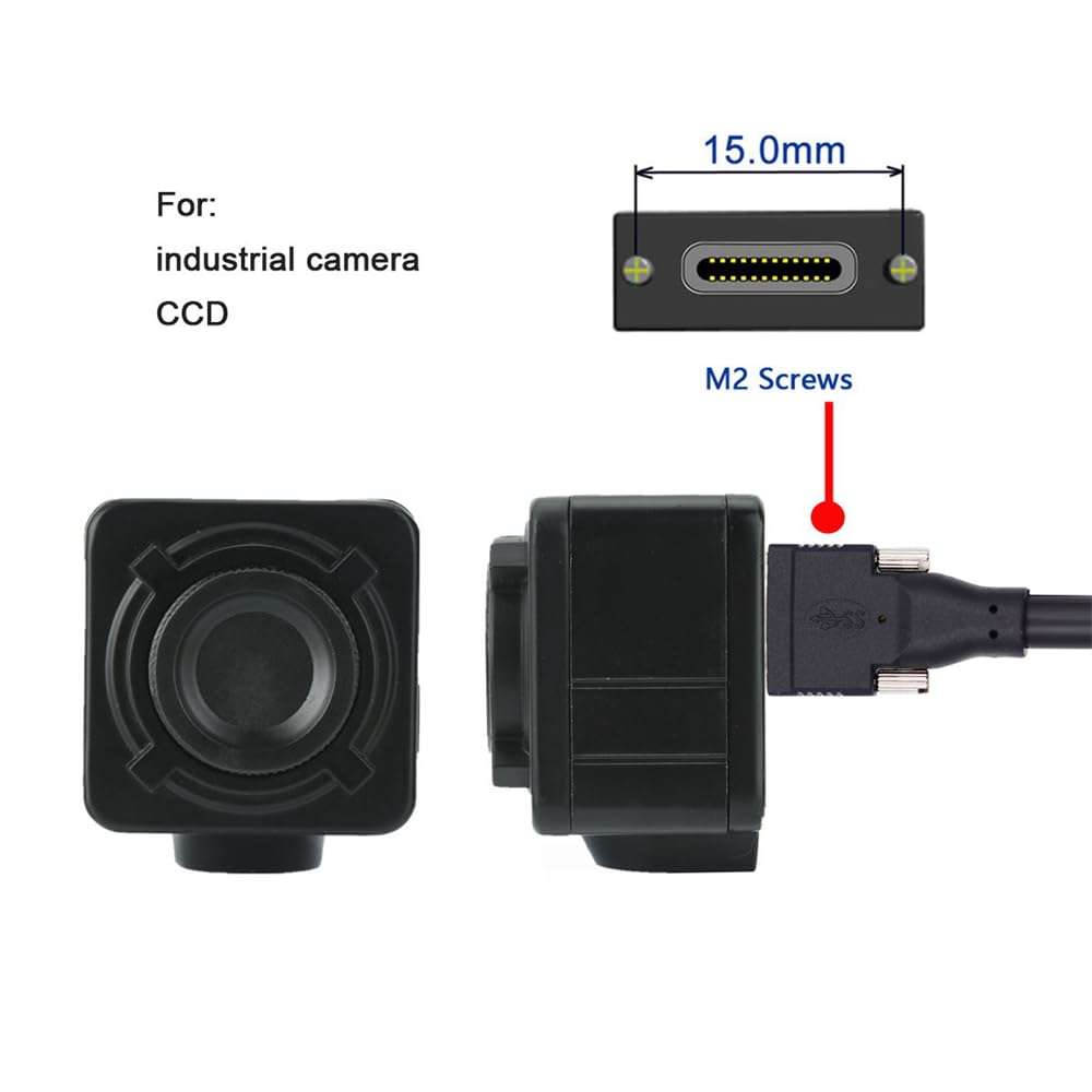 NFHK 5 Meters USB 3.1 Type-C Dual Locking Connector to Standard USB3.0 Data Cable for Camera with Panel Mount Screw 4