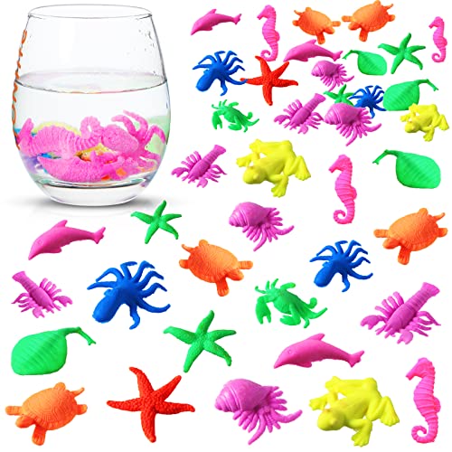 48 Pieces Water Growing Animals Toys Aquatic Animals Toys Set Water Growing Sea Creatures Aquatic Sea Creatures Toy Colorful Water Expanding Sea Creatures for Boys Girls Party Favors, 1.8 x 1.2 Inches