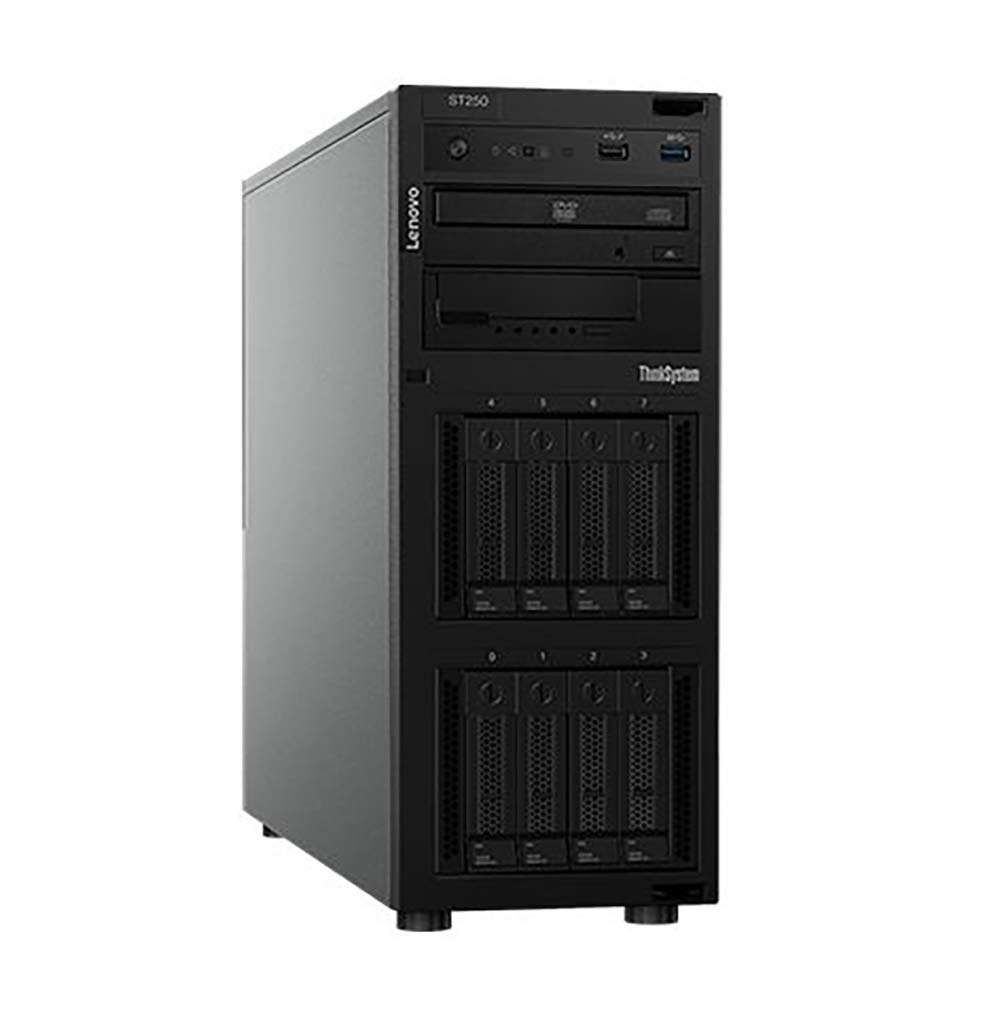 Lenovo ThinkSystem ST250 Tower Server Bundle Including Windows Server 2019, Intel Xeon 3.3GHz CPU, 64GB DDR4 2666MHz RAM, 16TB HDD Storage, JBOD RAID 4