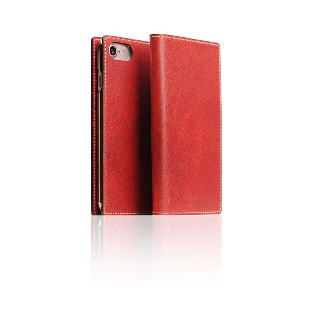 SLG iPhone 7/8/SE 2020 Leather Wallet Case, D7 Italian Wax Leather Diary Flip Cover Card Slot Holder with Gift Box, Handmade and Designed for Apple iPhone 7/8/SE 2020 (Red) 1