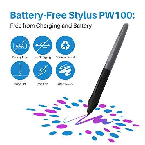 Huion Inspiroy H640P Graphics Drawing Tablet Digital Pen Tablet Battery-Free Stylus with 8192 Levels and 6 Express Keys for PC and Mac 3