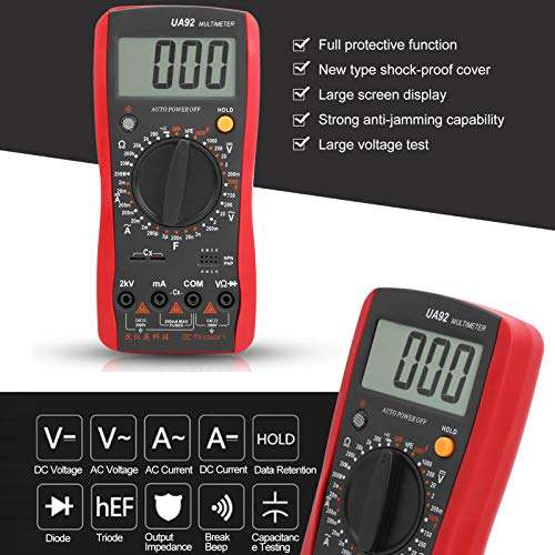 UA92 Digital Multimeter, AC DC Voltage Current Capacitance Meter with Large Screen Display for Electrical Appliances 4