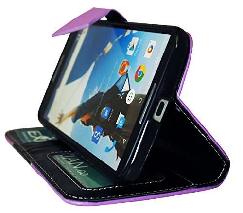 Exian Multifunctional Cell Phone Case for Google Nexus 6 - Retail Packaging - Purple & Black 3