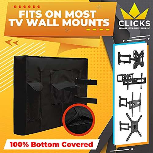 Outdoor TV Cover, Waterproof and Dustproof, Black, Size 60” - 70” 2